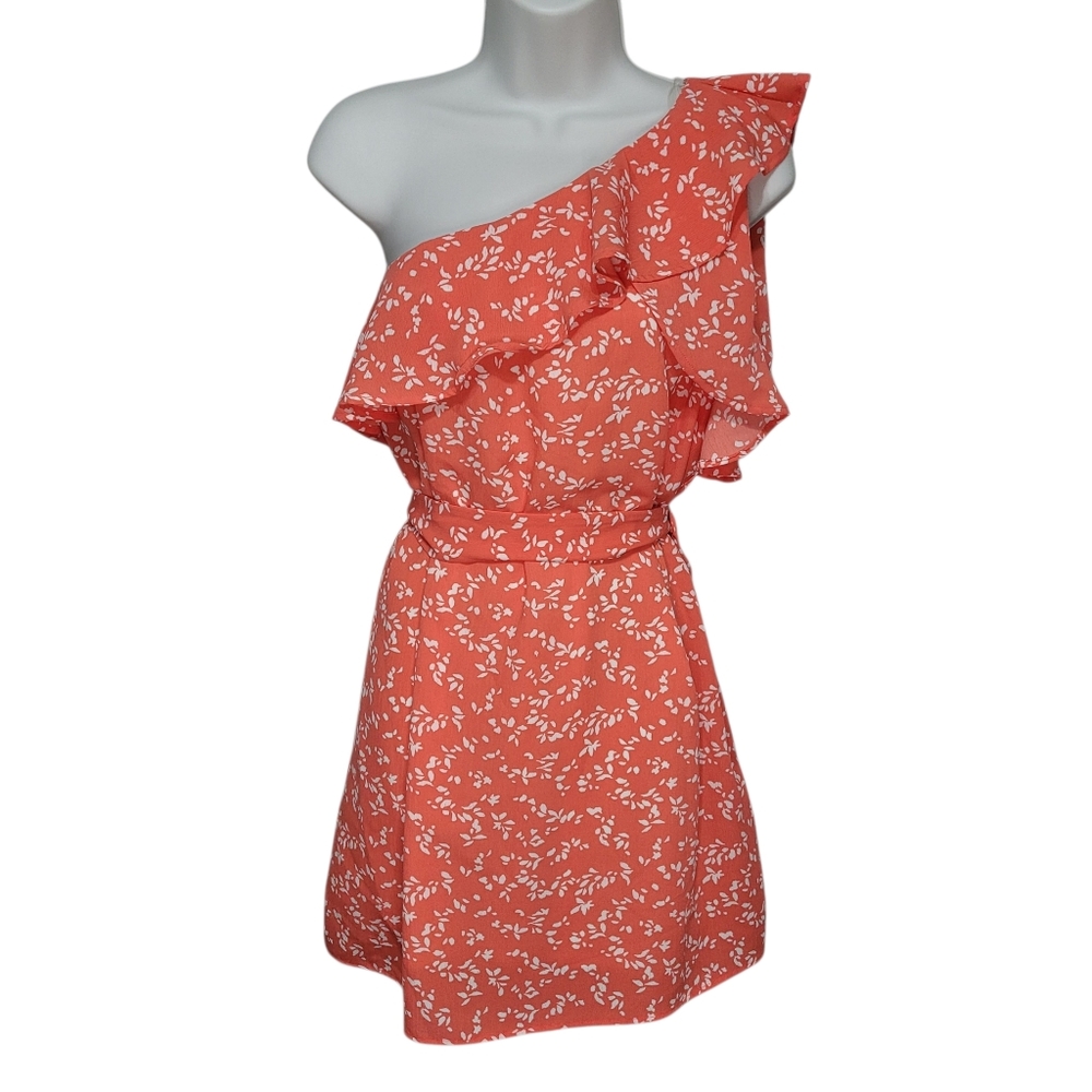 Gilli One Shoulder Orange Print Dress Size S NWT Romantic Flirty Feminine Girly